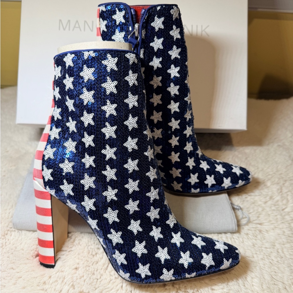 New Authentic Manolo Blahnik Starry Heeled Boots - Picture 2 of 15